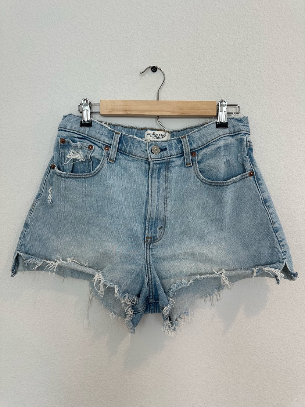Abercrombie & Fitch Light Blue Denim Shorts The Cutoff Short High Rise